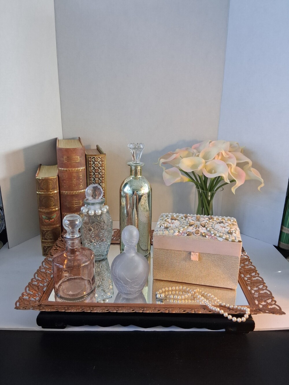 VTG Pier 1 Bejeweled Pink Keepsake Box - Multi Level, Retired, Pinky Taupe - Picture 15 of 16